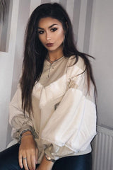 Beige Chevron Fur Jumper - Lara-Tops