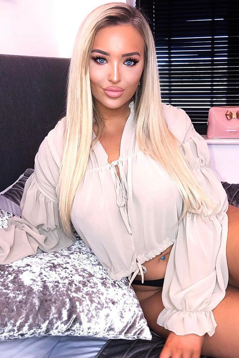 Beige Chiffon Balloon Sleeve Crop Tie Front Blouse - Amelia-Blouse