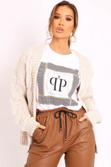 Beige Chunky Knit Cable Pattern Cardigan - Luna-Cardigans