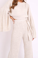 Beige Chunky Knit Loungewear Set - Harper-Loungewear