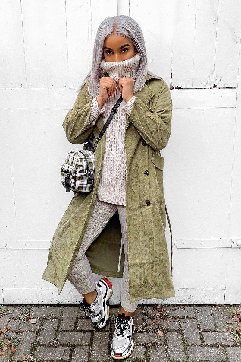 Beige Chunky Knit Roll Neck Loungewear Co-Ord Imara