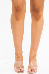 Beige Clear Block Heels - Joanna-Heels