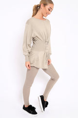 Beige Co-ord with Corset Waist Tie Detail - Laurel-Co-ords