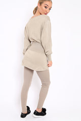 Beige Co-ord with Corset Waist Tie Detail - Laurel-Co-ords