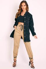 Beige Corset Detail Cuffed Trousers - Hayleigh-Trousers