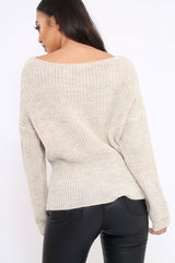 Beige Corset Waist Knitted Jumper - Elizabeth-Jumper
