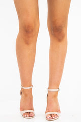 Beige Curved Strap Stiletto Heel - Cassy-Heels