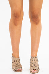 Beige Cut Out Detail Block Heel - Sandra-Heels