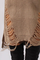 Beige Distressed Jumper Dress - Kim-Jumper