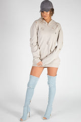 Beige Distressed Oversized Hoodie - Khloe-Loungewear