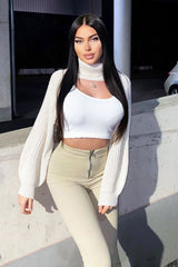 Beige Extreme Cut Out High Neck Jumper - Nihara-Jumper