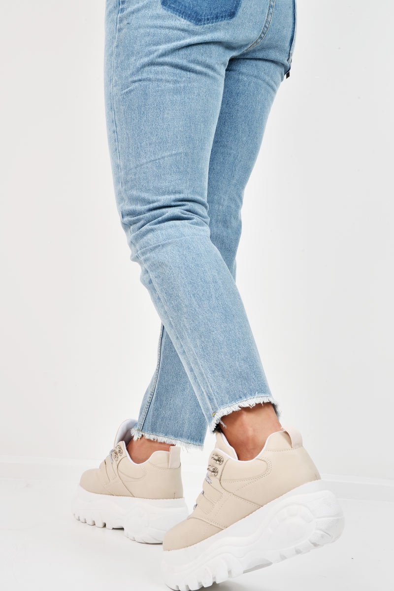 Beige Extreme Sole Chunky Lace Up Trainers - Dalton-Trainers