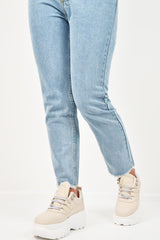 Beige Extreme Sole Chunky Lace Up Trainers - Dalton-Trainers