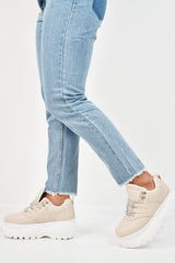 Beige Extreme Sole Chunky Lace Up Trainers - Dalton-Trainers