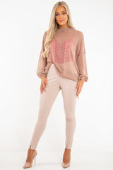 Beige Glitter Net Knit Jumper - Loriann-Jumper