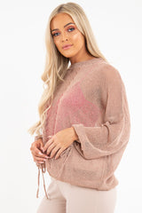 Beige Glitter Net Knit Jumper - Loriann-Jumper
