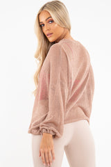 Beige Glitter Net Knit Jumper - Loriann-Jumper