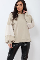 Beige Jumper with Fur Sleeves - Stephanie-Jumper
