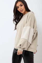 Beige Jumper with Fur Sleeves - Stephanie-Jumper