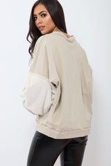 Beige Jumper with Fur Sleeves - Stephanie-Jumper