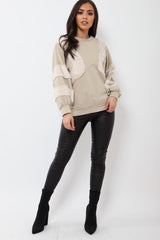 Beige Jumper with Fur on Front and Sleeves - Mercedes-Jumper