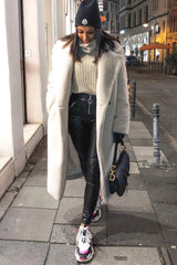 Beige Knit Roll Neck Batwing Jumper - Fallon-Jumper