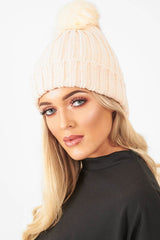 Beige Knitted Bobble Hat - Rorey-Hair