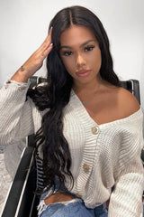 Beige Knitted Distressed Button Front Cardigan - Trudie-Cardigans