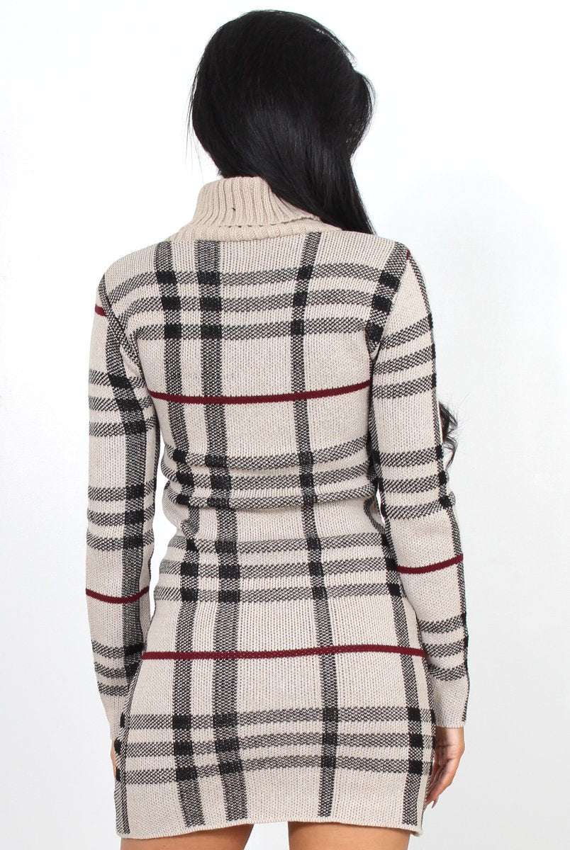 Beige Knitted Jumper Dress-Kande-Dresses