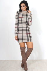 Beige Knitted Jumper Dress-Kande-Dresses