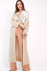 Beige Knitted Longline Cardigan - Jadamarie-Knitwear