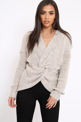 Beige Knot Knit Jumper - Kerri-Jumper