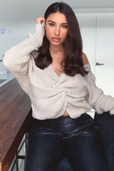 Beige Knot Knit Jumper - Kerri-Jumper