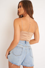 Beige Lace Underwired Cup Detail Bodysuit - Mariah-Bodysuits