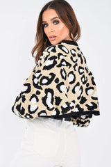 Beige Leopard Crop Batwing Jumper - Raigen-Jumper