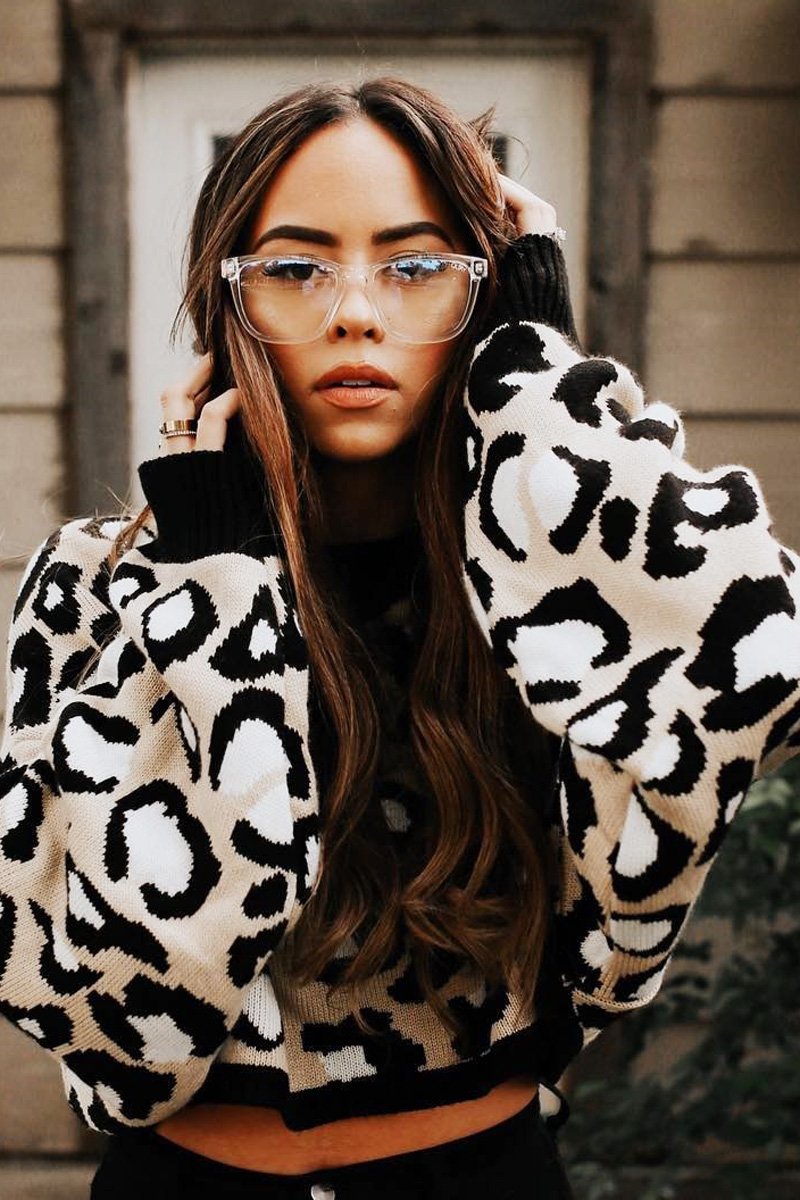 Beige Leopard Crop Batwing Jumper - Raigen-Jumper