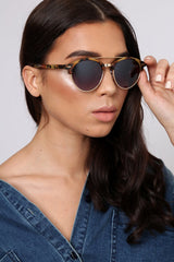 Beige Leopard Print Mirrored Lens Aviator Sunglasses - Annica-Sunglasses
