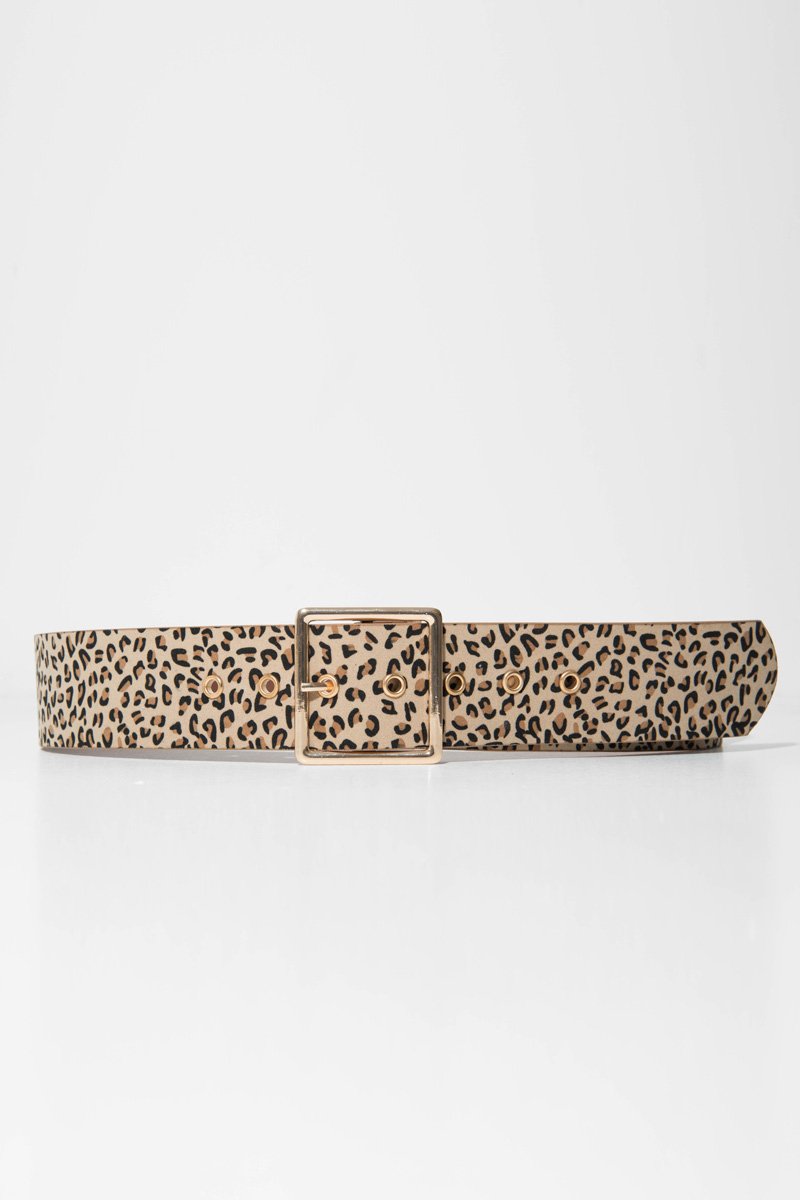 Beige Leopard Print Wide Belt - Myanni-Belts