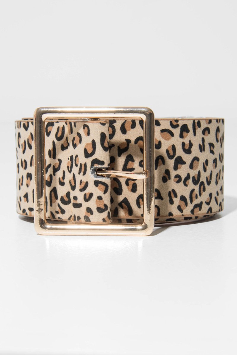 Beige Leopard Print Wide Belt - Myanni-Belts