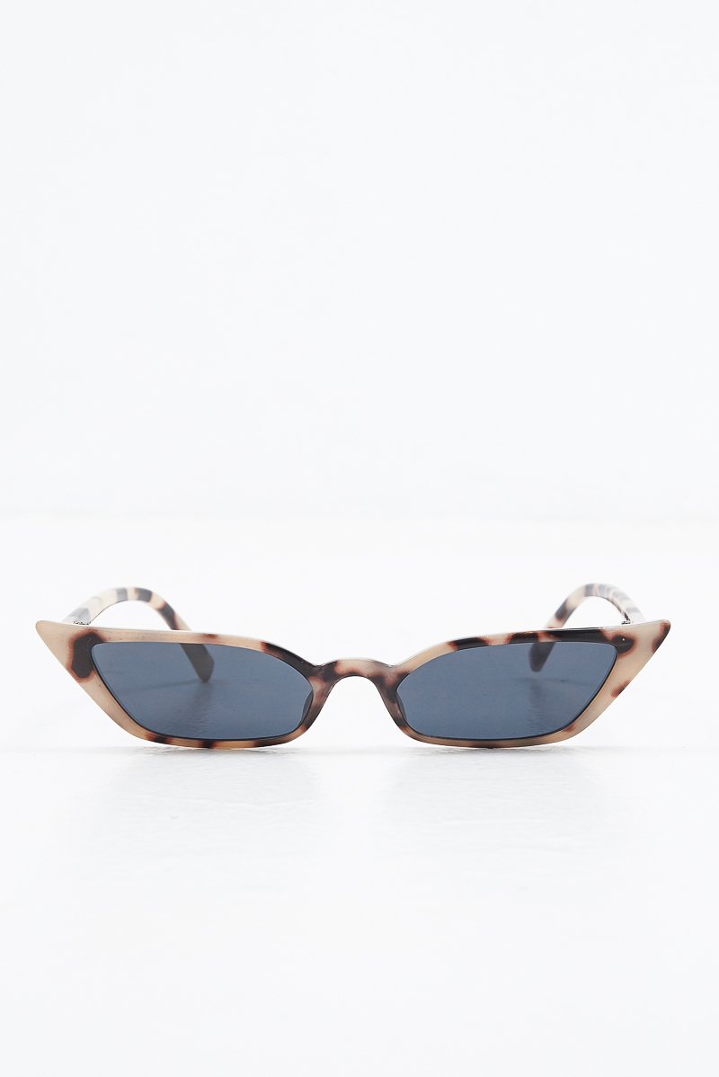 Beige Leopard Slim Pointed Cat Eye Sunglasses - Shelsy-Sunglasses