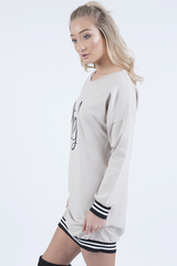 Beige Lies Slogan Jumper Dress - Ellie-Jumper