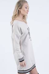 Beige Lies Slogan Jumper Dress - Ellie-Jumper