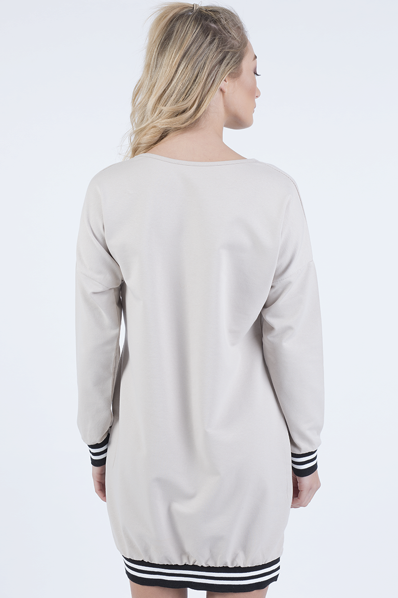 Beige Lies Slogan Jumper Dress - Ellie-Jumper