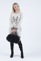 Beige Lies Slogan Jumper Dress - Ellie-Jumper