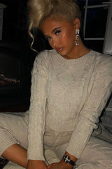 Beige Mesh Insert Jumper and Leggings Co-ord - Laurie-Co-ords