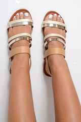 Beige Multi Strap Sandals - Kamaiya-Sandals