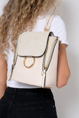 Beige Multi Way Adjustable Ring Front Bag - Olina-Bags