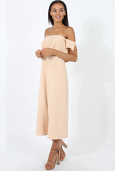 Beige Off The Shoulder Jumpsuit - Kyda-Jumpsuits