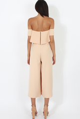 Beige Off The Shoulder Jumpsuit - Kyda-Jumpsuits