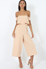 Beige Off The Shoulder Jumpsuit - Kyda-Jumpsuits